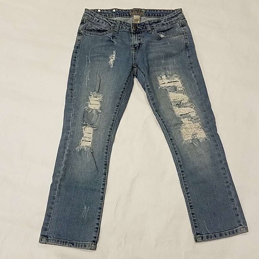 Red Rivet distressed cropped jeans Sz 7